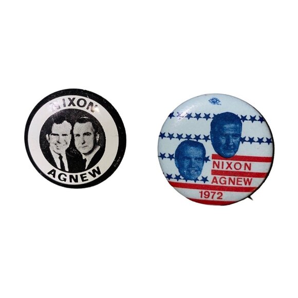 Reproduction Nixon Agnew 1.25" Pinbacks Pin Red White Blue Black Vintage - Picture 1 of 3